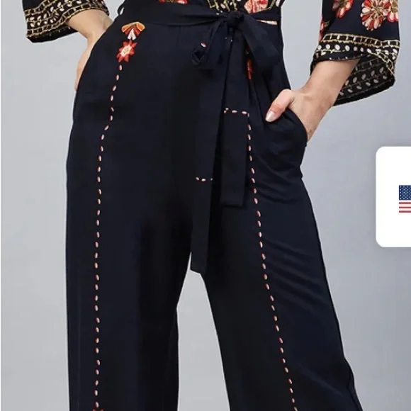 Floral Black Jumpsuit - Picture 3 of 7